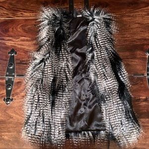 H&M black and grey faux fur vest